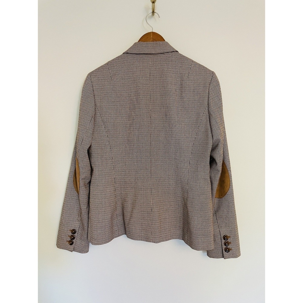 Nine West Houndstooth Blazer. Size 6. Suede Elbow Patches. Heritage. Classic. - Picture 4 of 14
